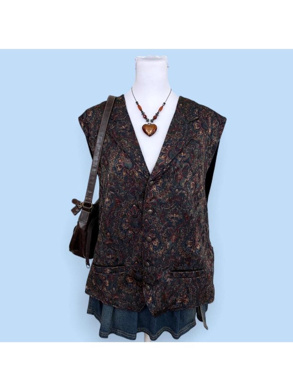 90s floral paisley boho vest